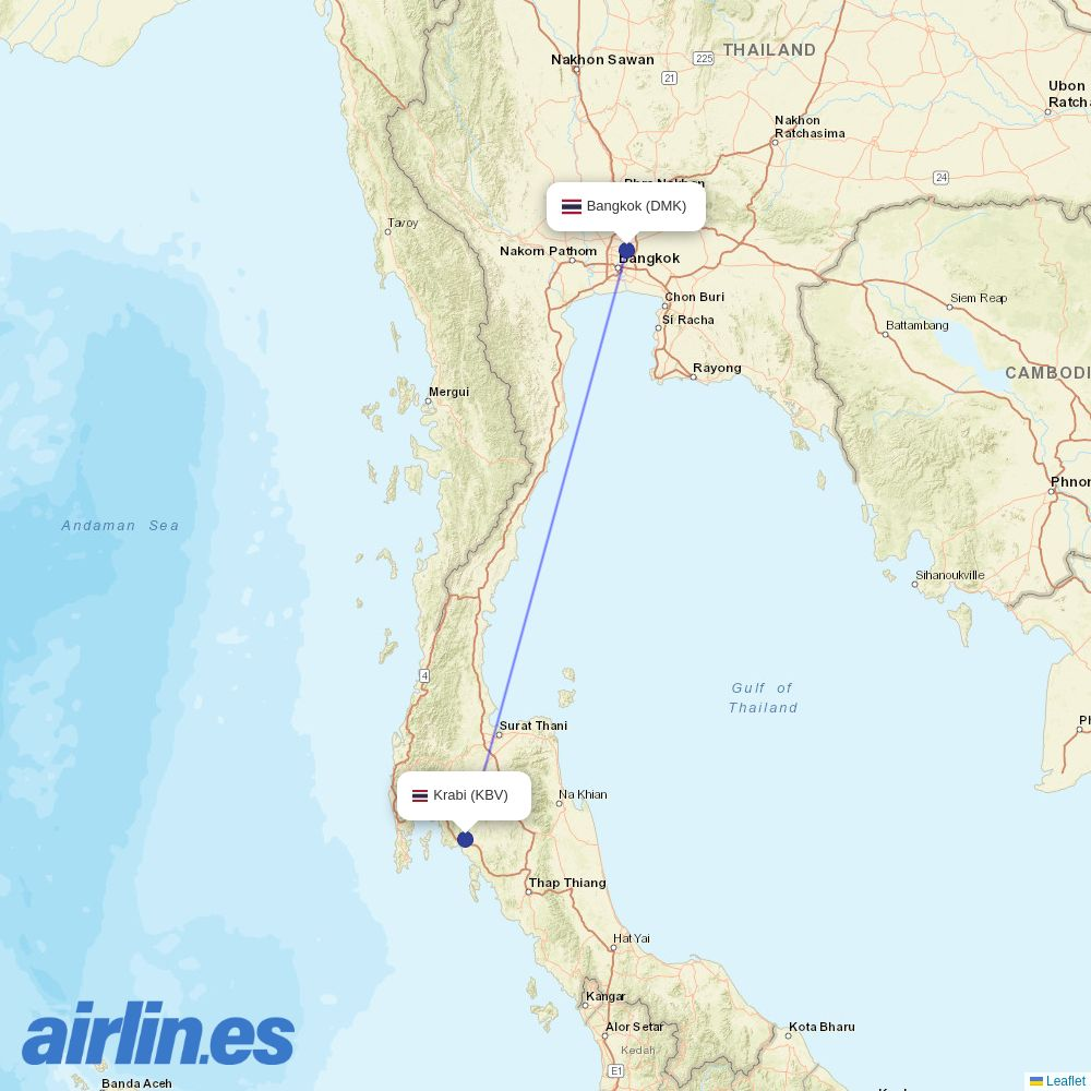 Nok Air at KBV route map