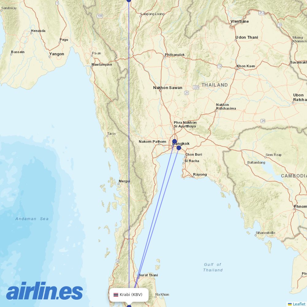 Thai AirAsia at KBV route map