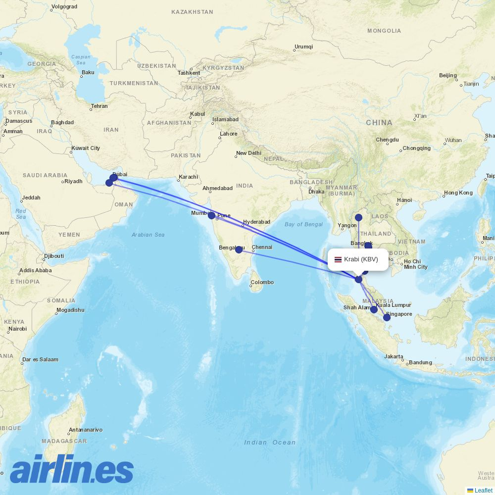 Firefly at KBV route map