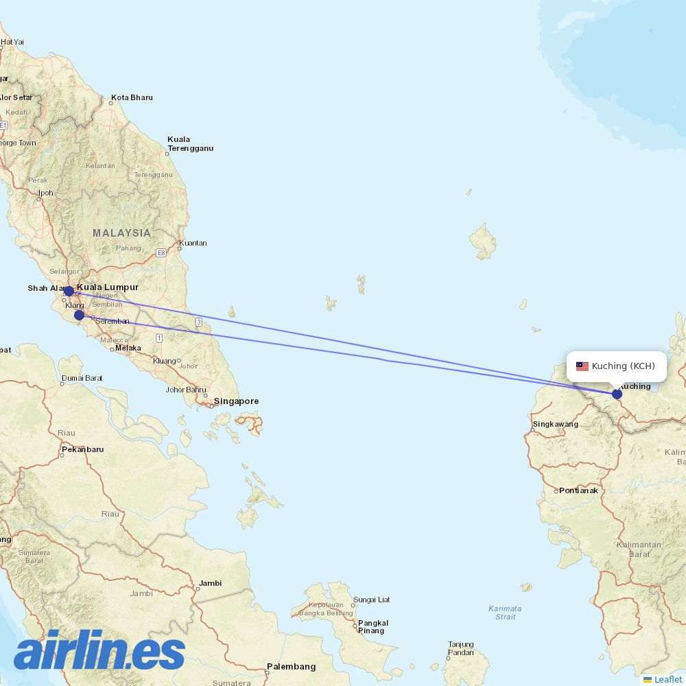 Batik Air at KCH route map