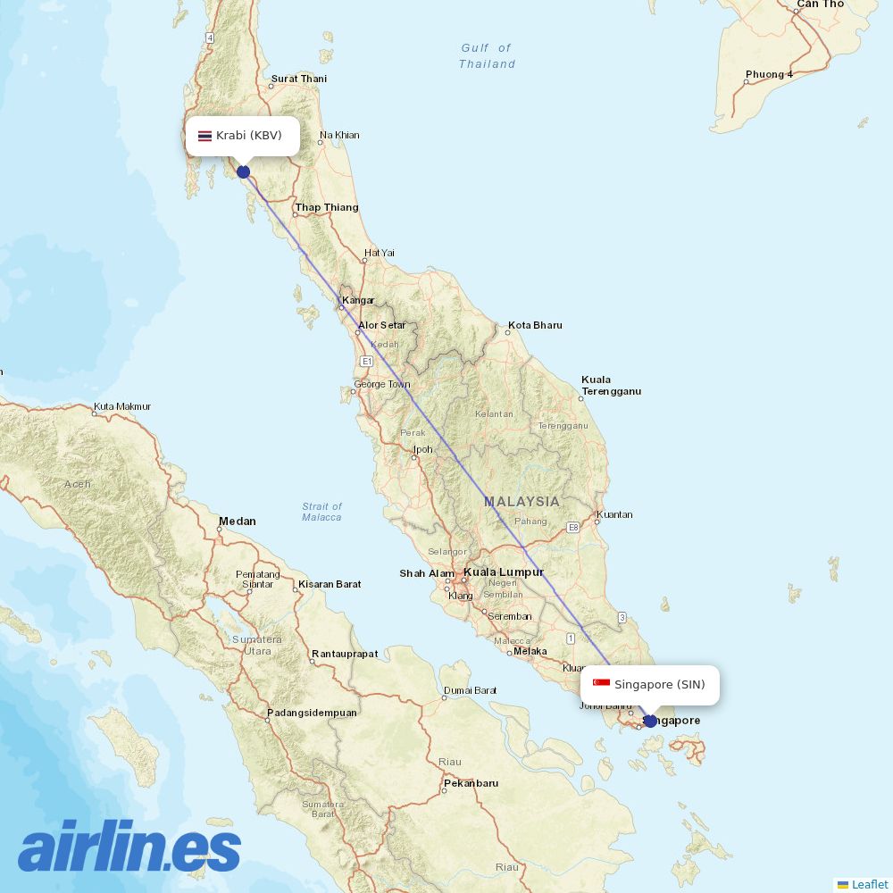 Scoot from Kuching International destination map