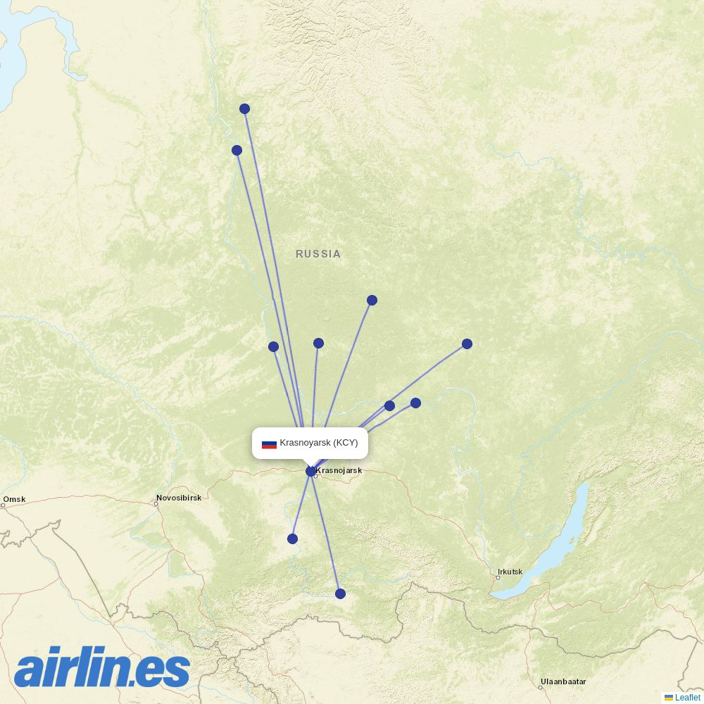 KrasAvia at KCY route map