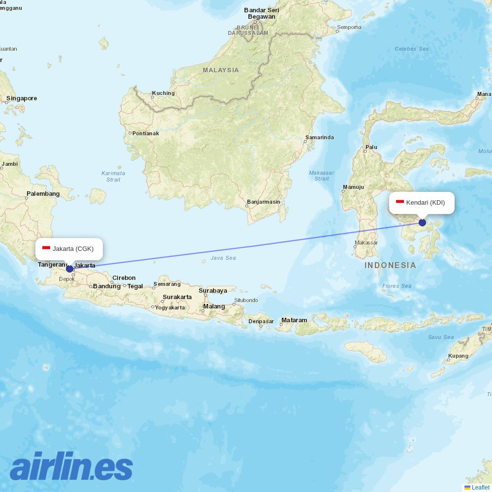 Pelita Air Service from Wolter Monginsidi destination map