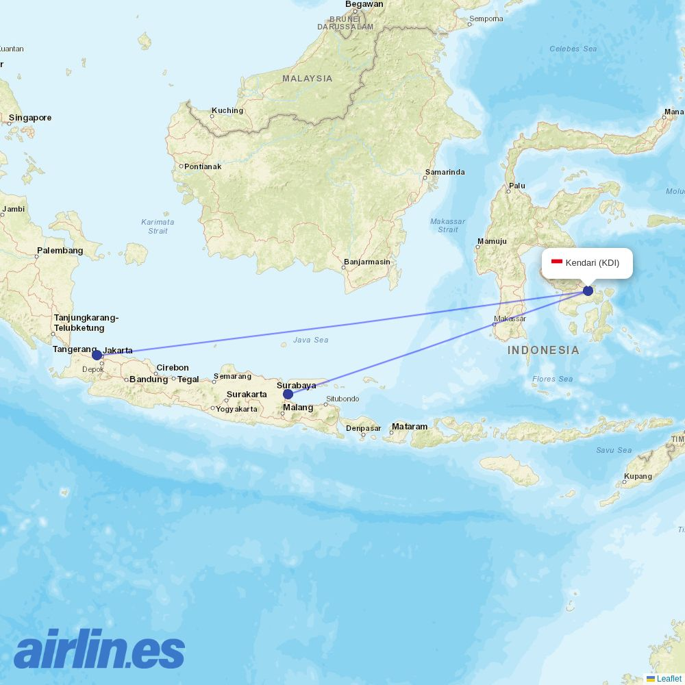 Super Air Jet from Wolter Monginsidi destination map