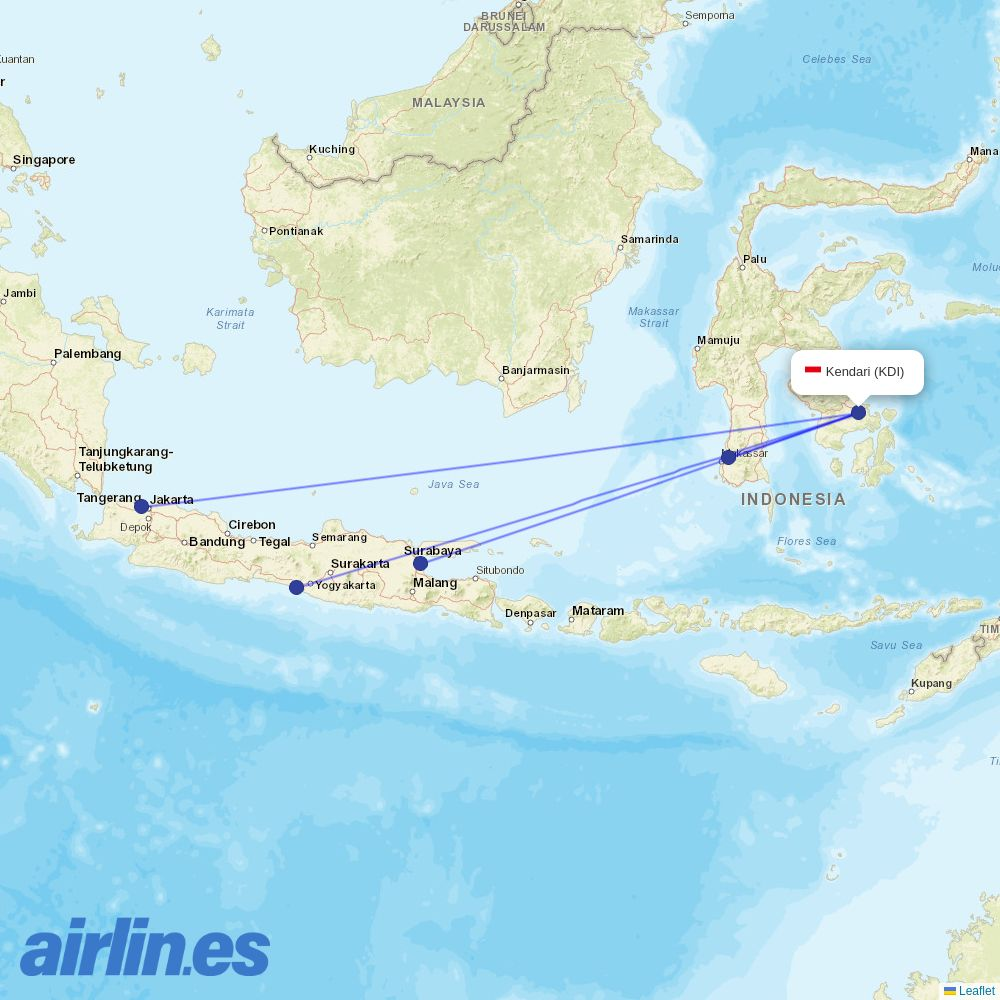 Citilink from Wolter Monginsidi destination map