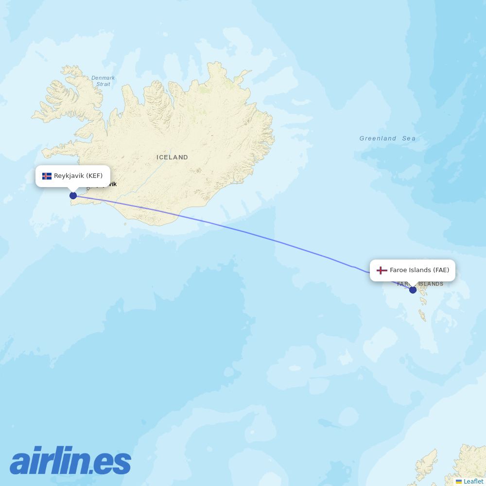 Atlantic Airways at KEF route map