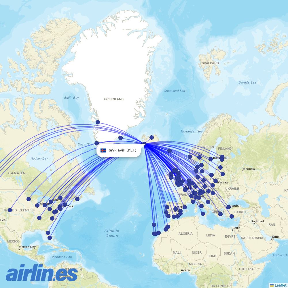 Wizz Air from Keflavík International Airport destination map