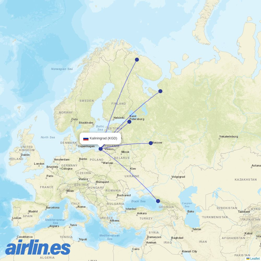 Smartavia at KGD route map