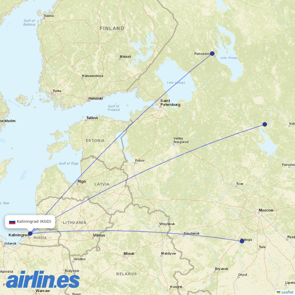 Severstal Avia from Khrabrovo destination map