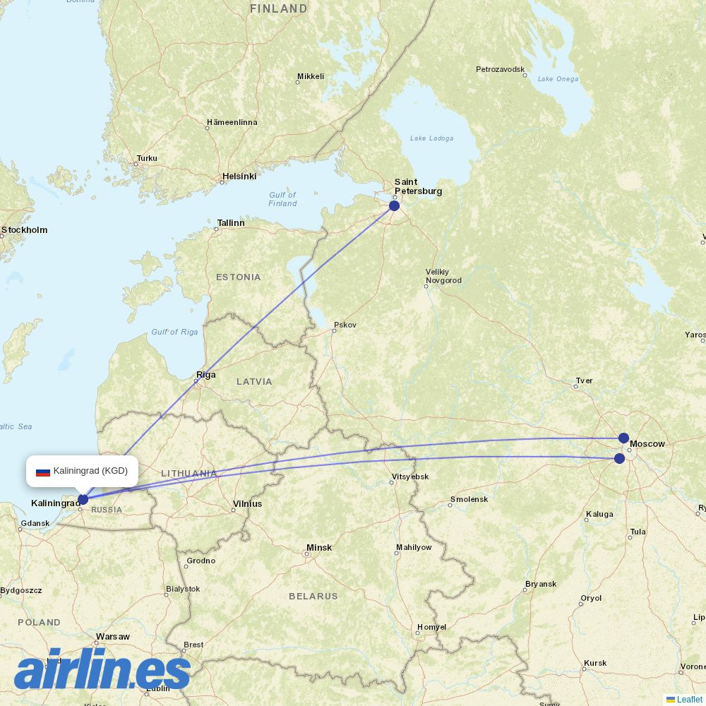Pobeda at KGD route map