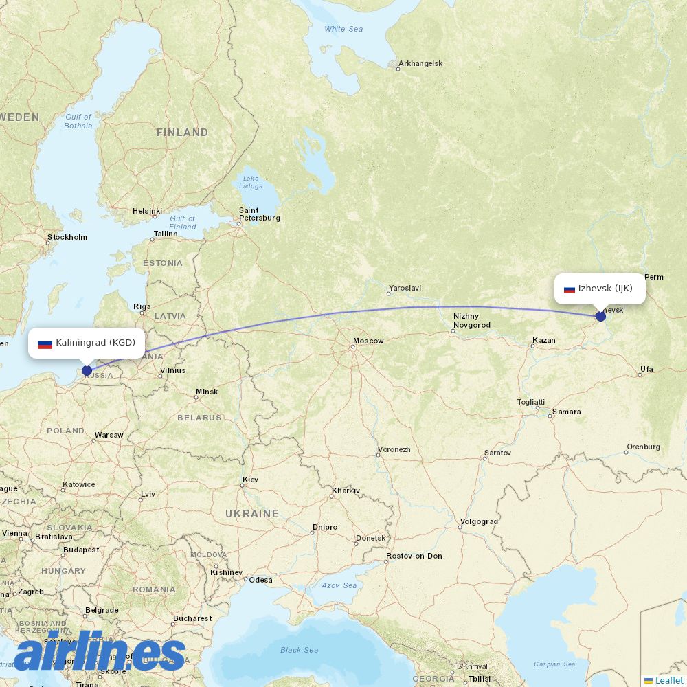 Izhavia at KGD route map