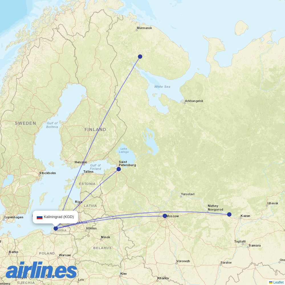 Aeroflot at KGD route map