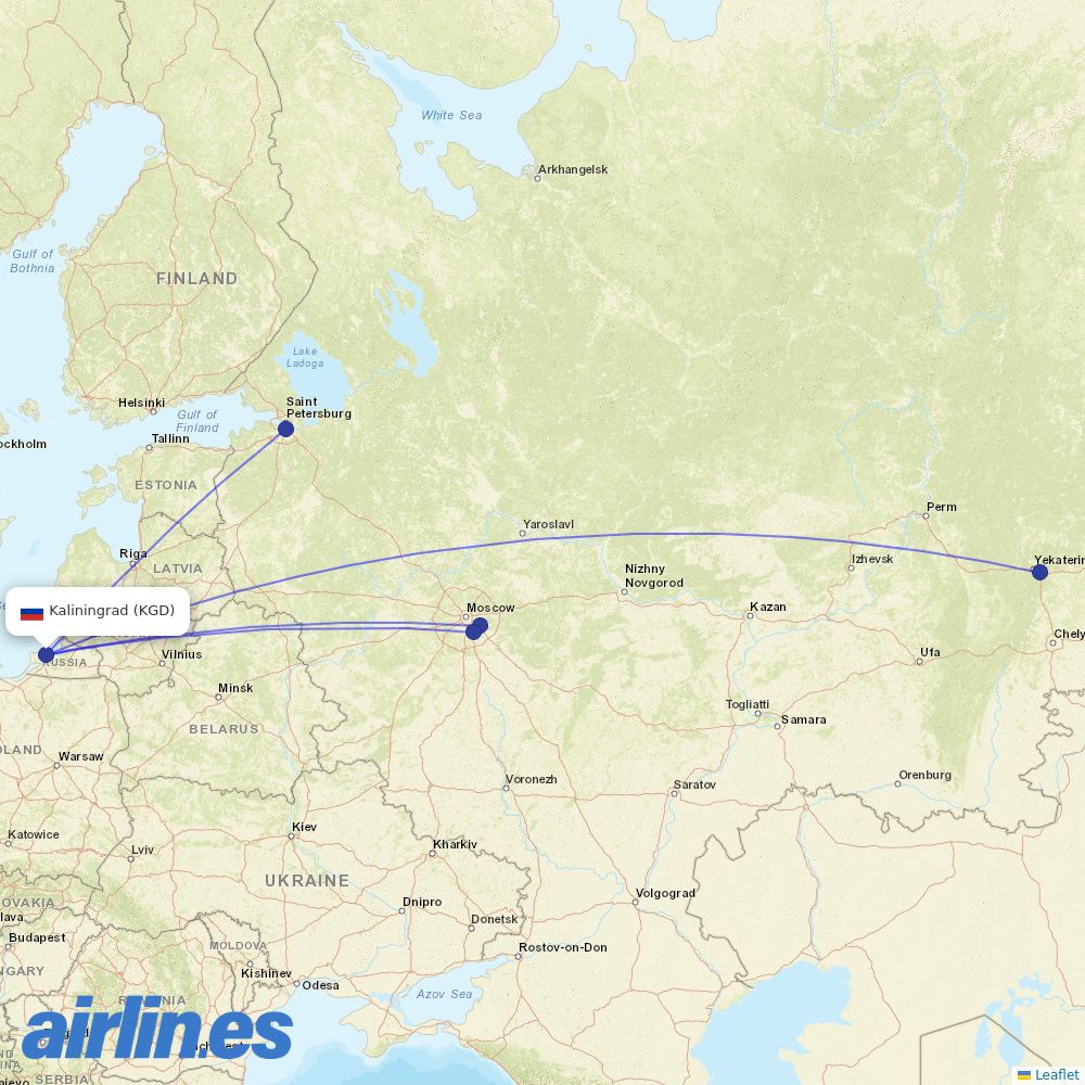Ural Airlines at KGD route map