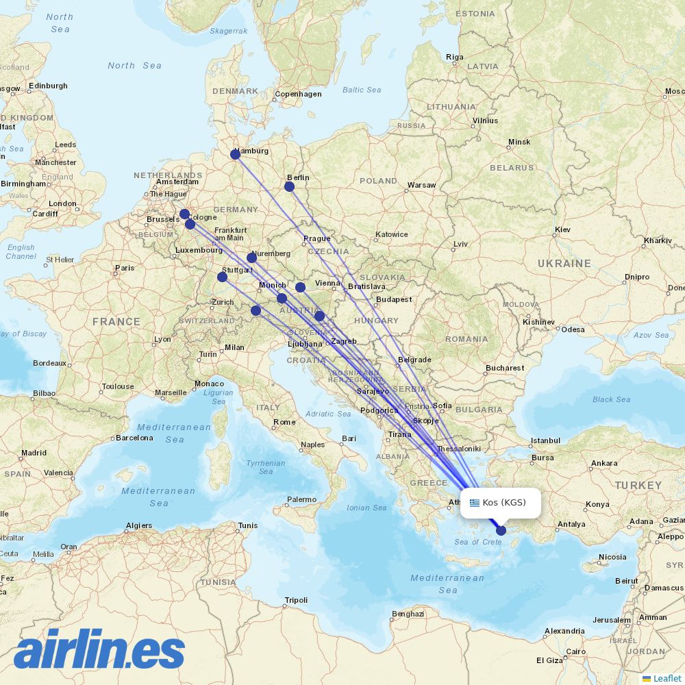 Eurowings from Kos International Airport destination map