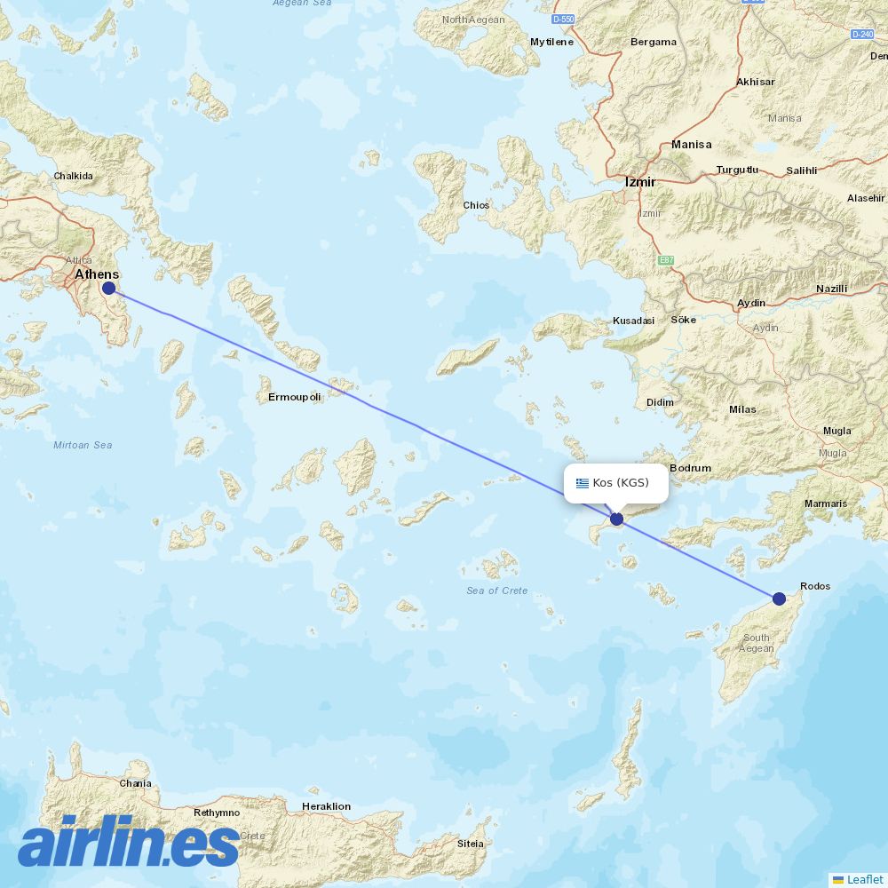 Sky Express from Kos International Airport destination map