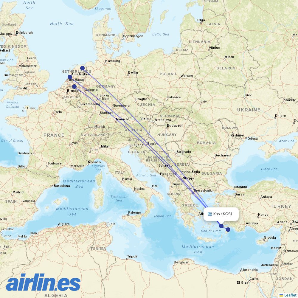 TUIfly Netherlands at KGS route map