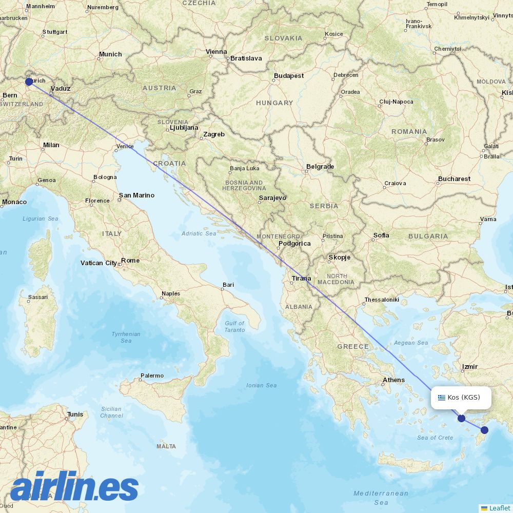 Edelweiss at KGS route map