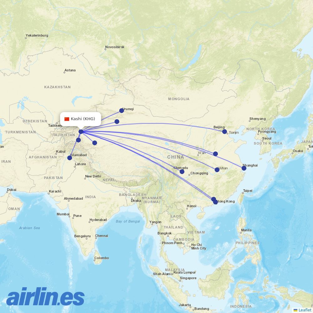 China Southern Airlines from Kashi destination map