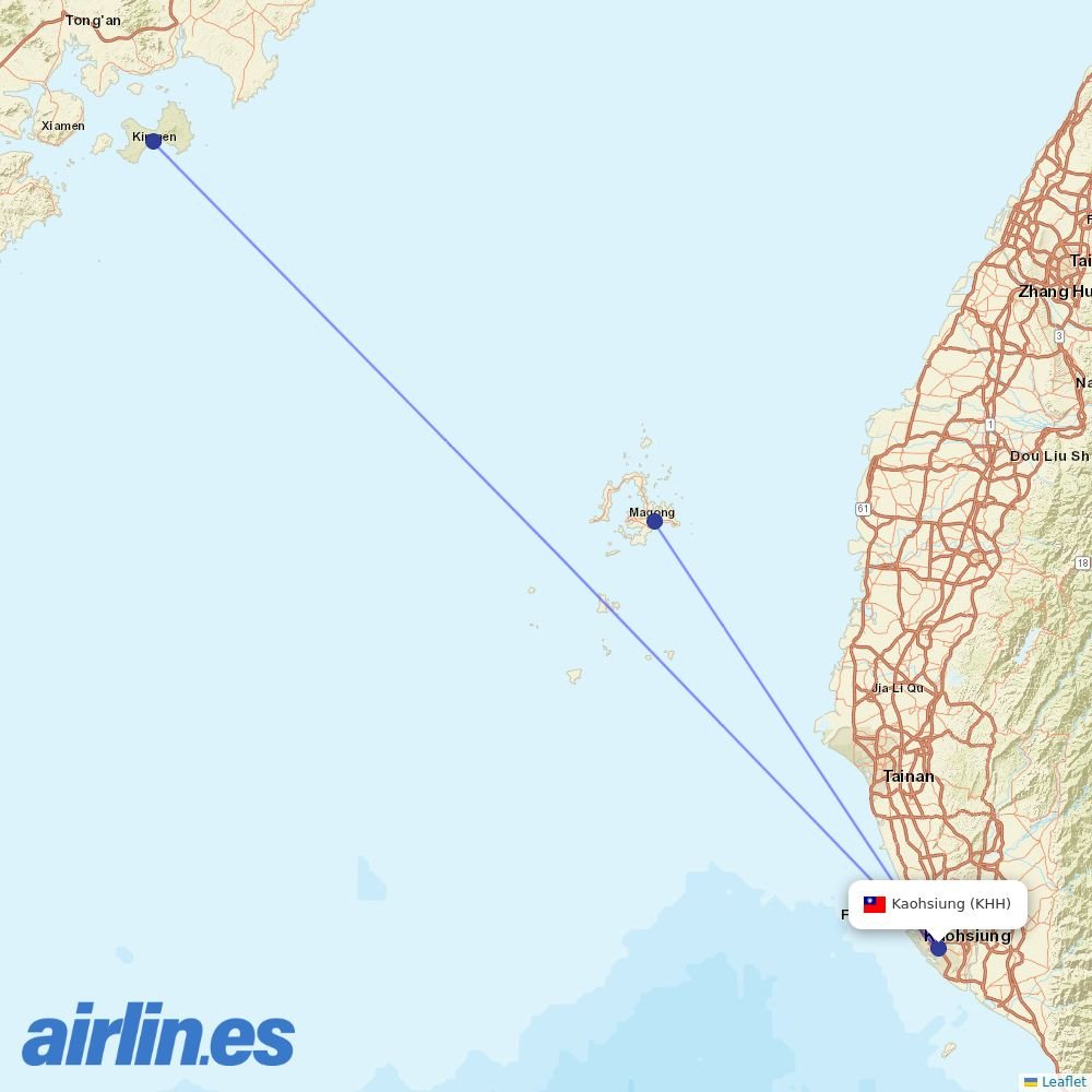 UNI Air at KHH route map