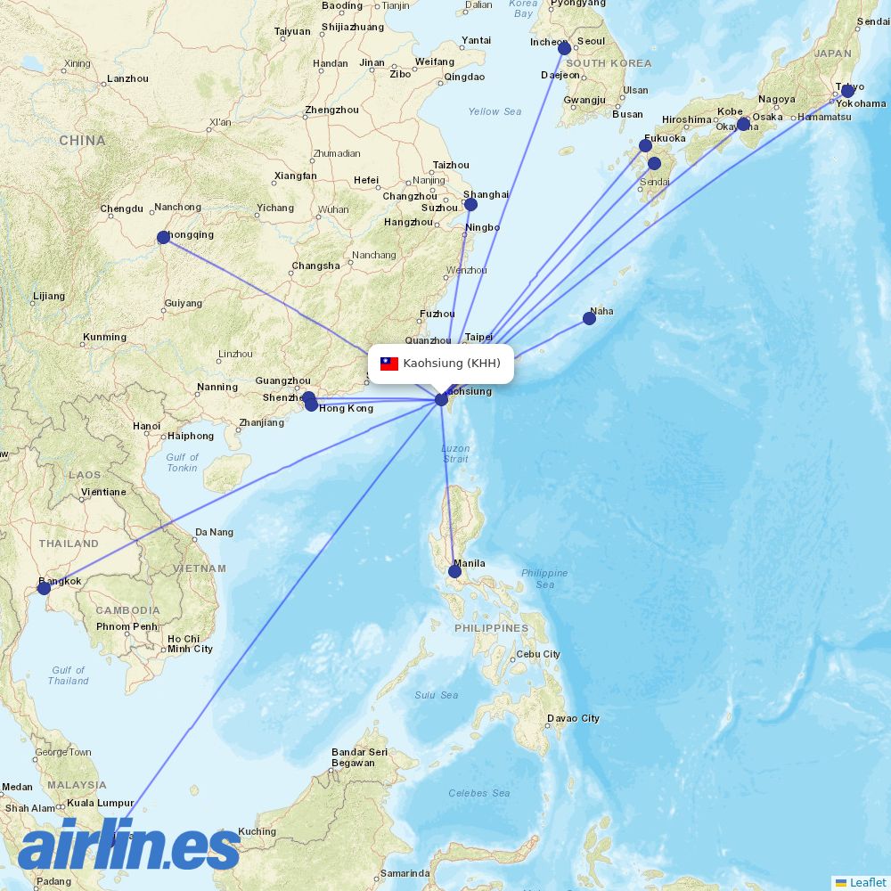 China Airlines at KHH route map