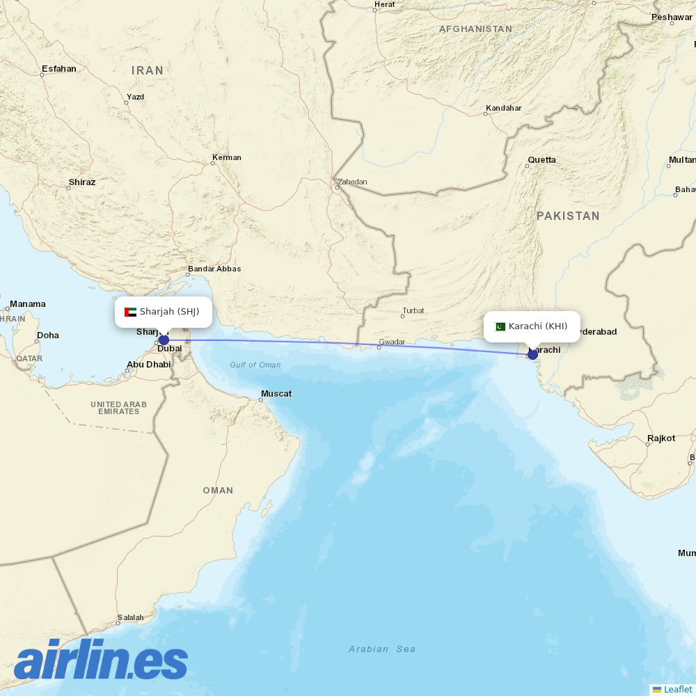 Air Arabia at KHI route map