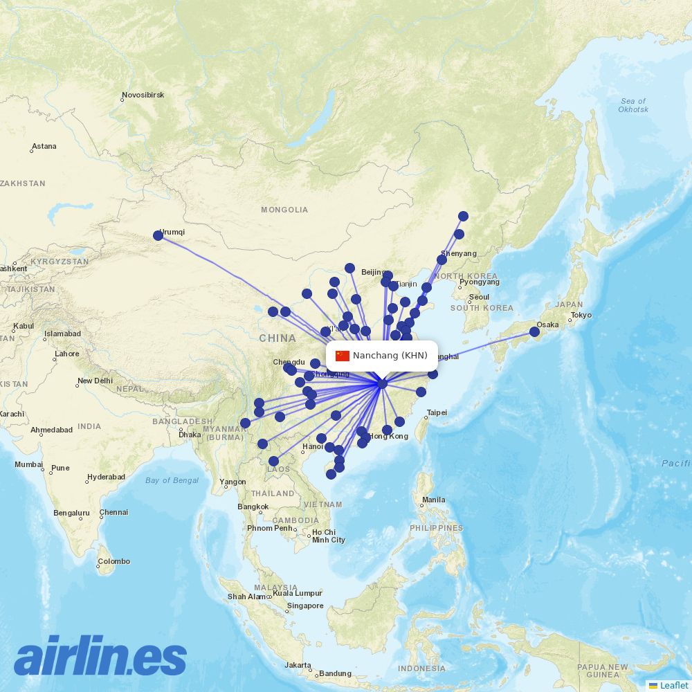 Air Travel at KHN route map