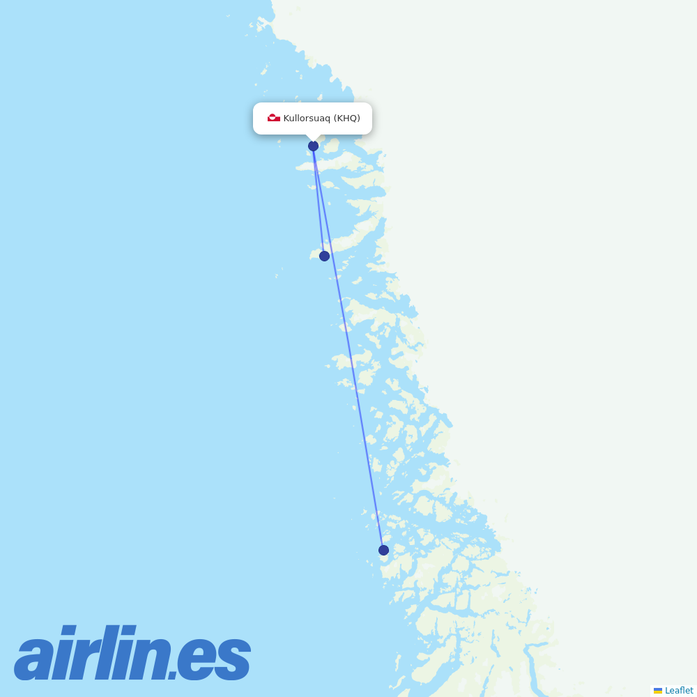 Air Greenland from Kullorsuaq Heliport destination map