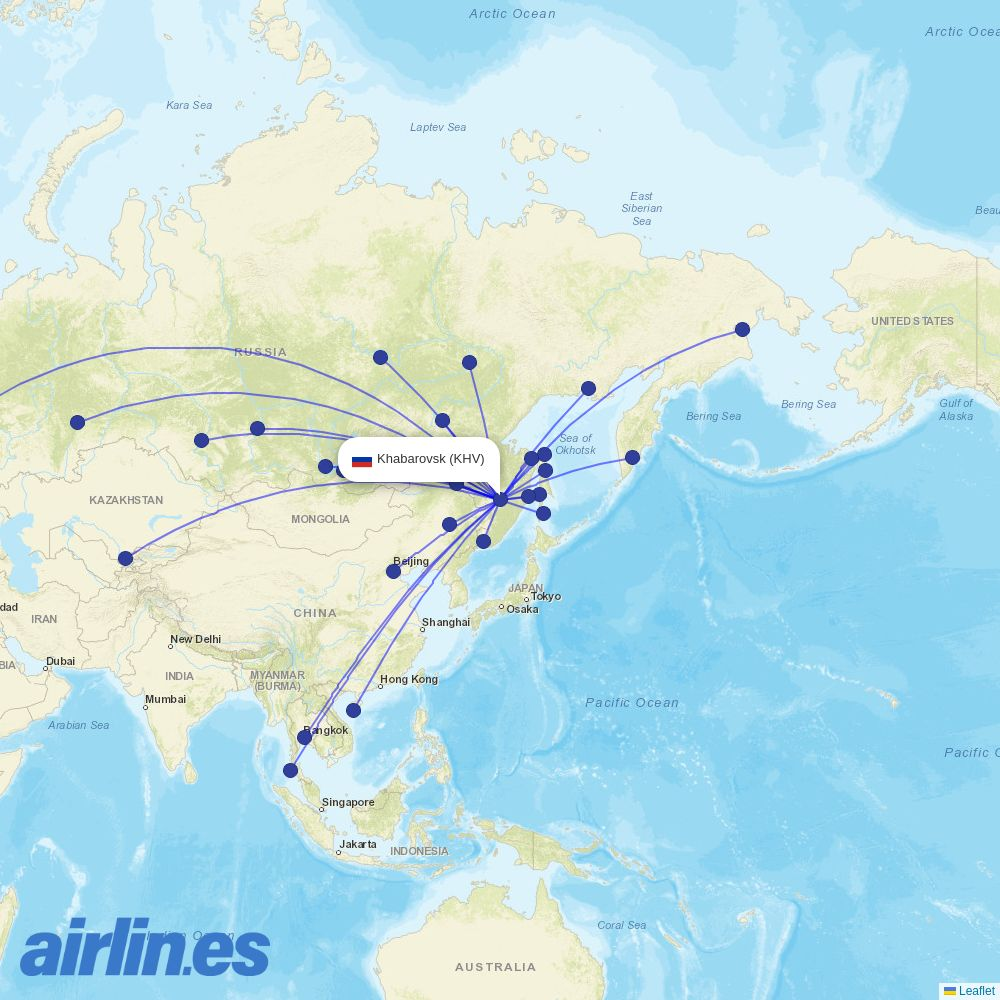 IrAero at KHV route map
