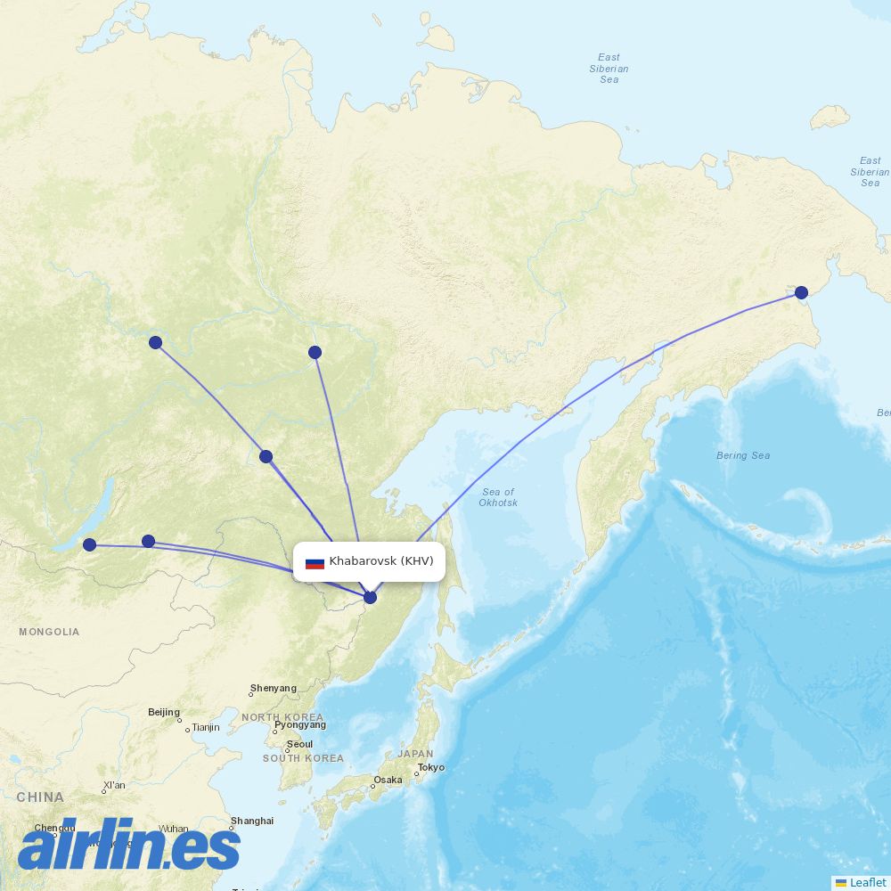 Yakutia at KHV route map