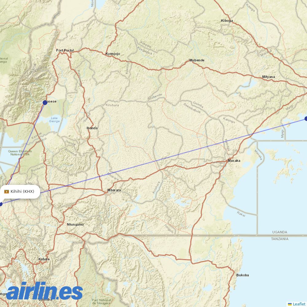 Aerolink Uganda at KHX route map