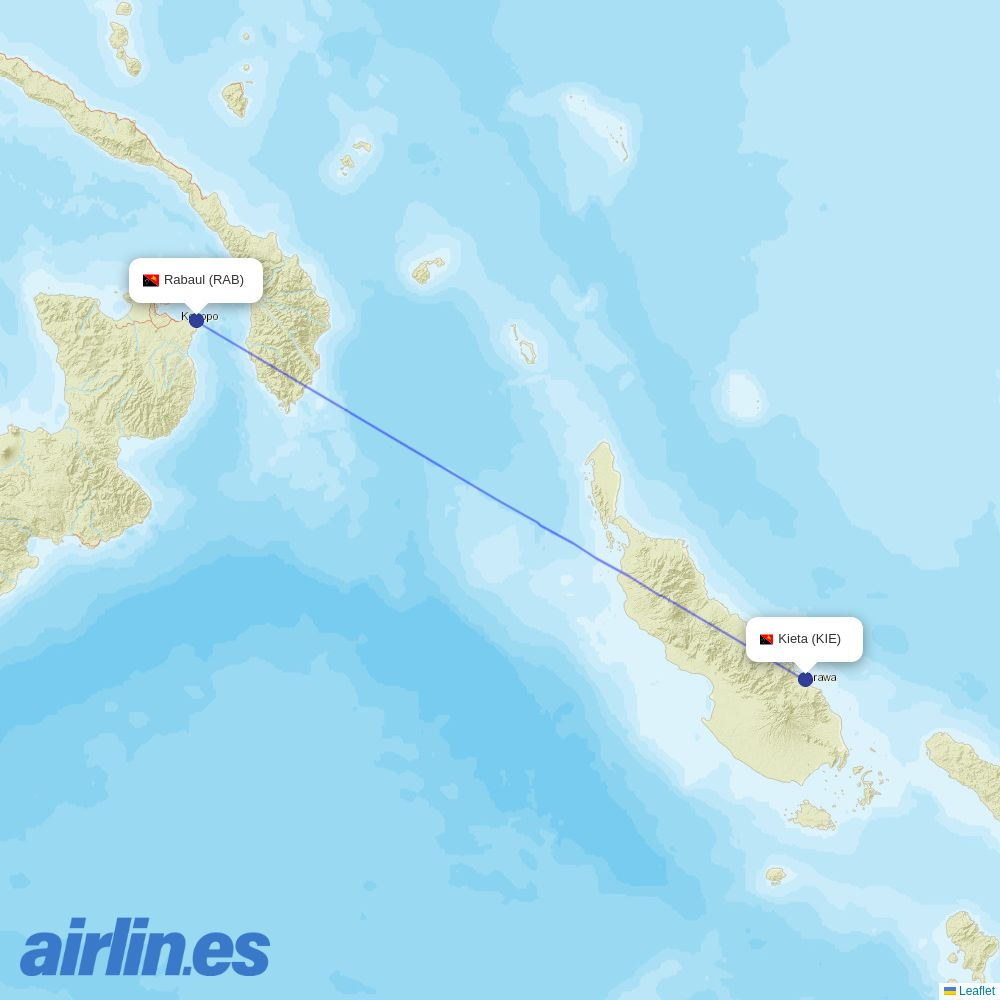 PNG Air from Kineshma destination map