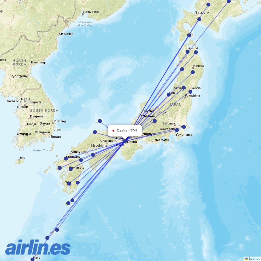 JAL from Niigata Airport destination map
