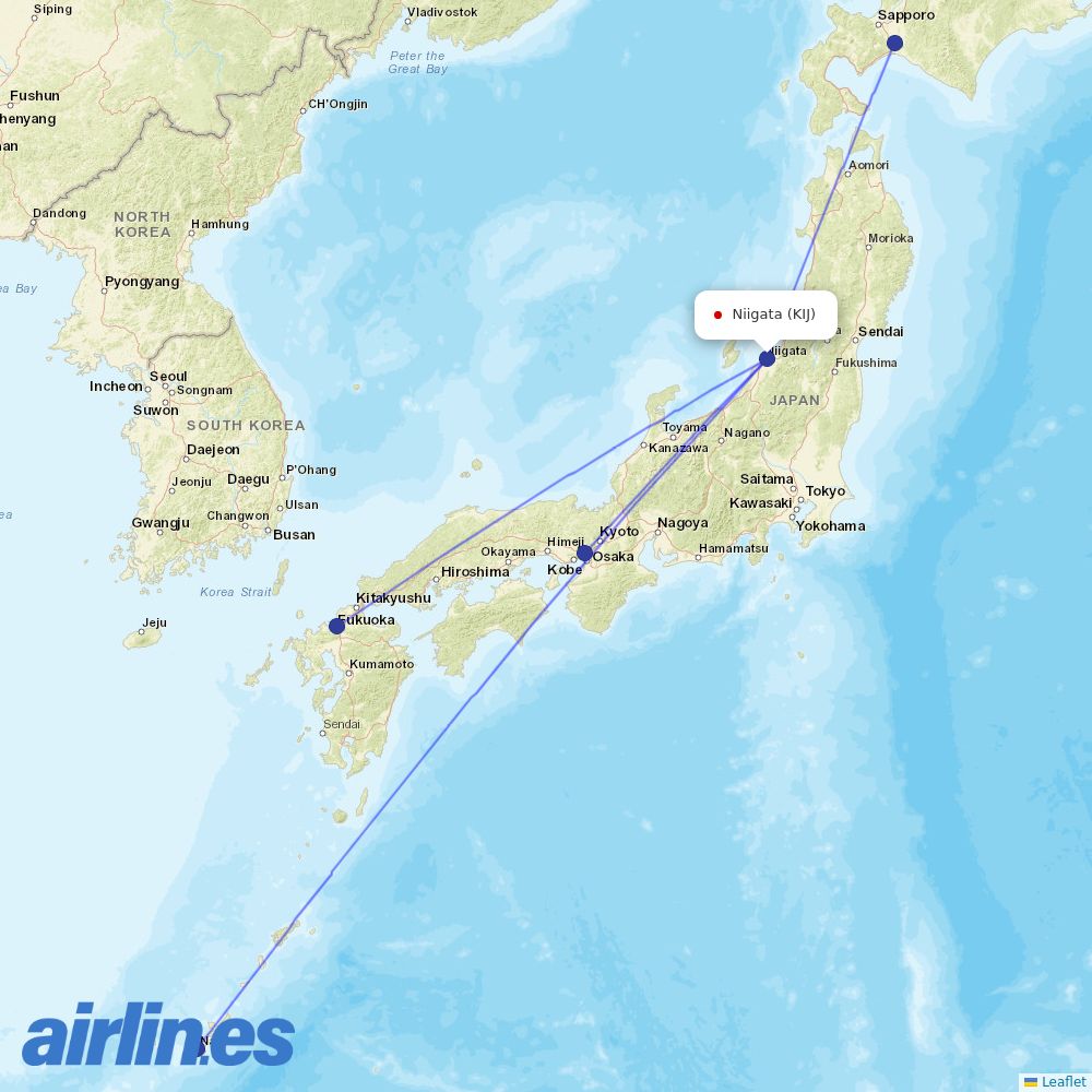 ANA from Niigata Airport destination map