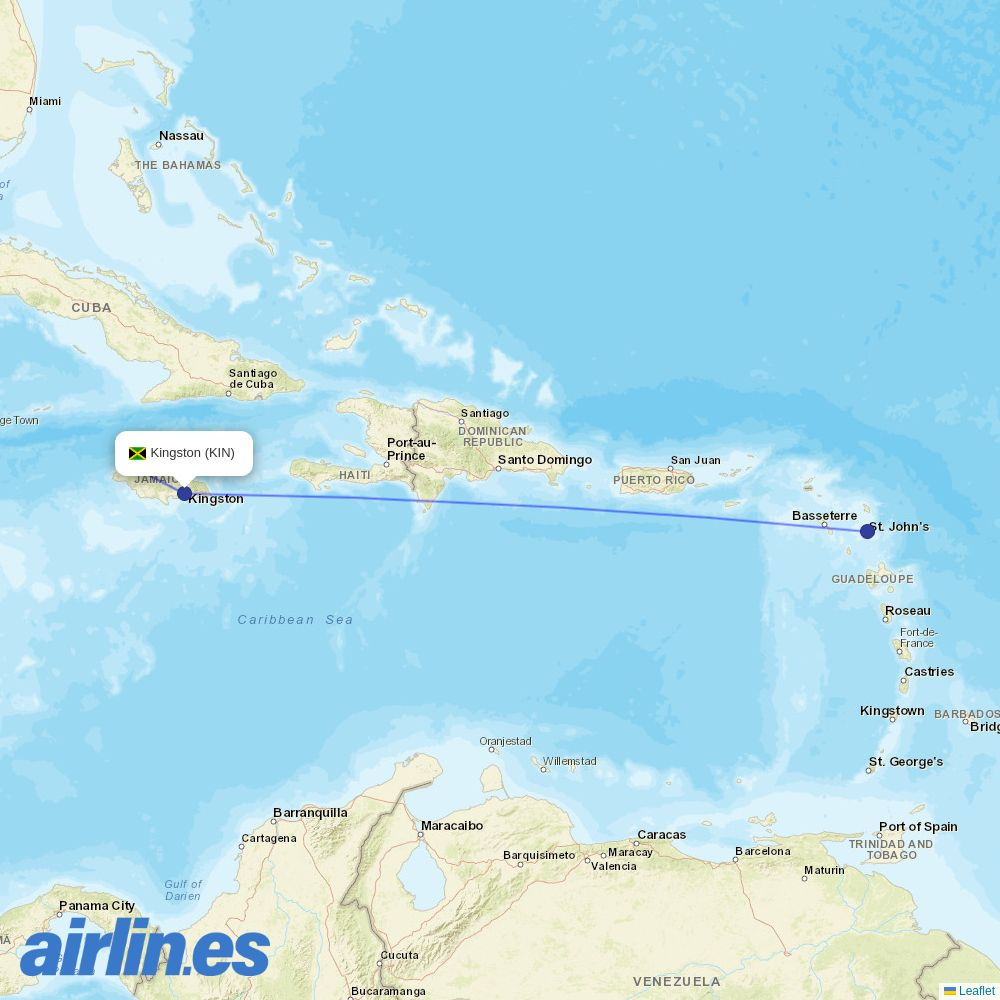 LIAT20 at KIN route map