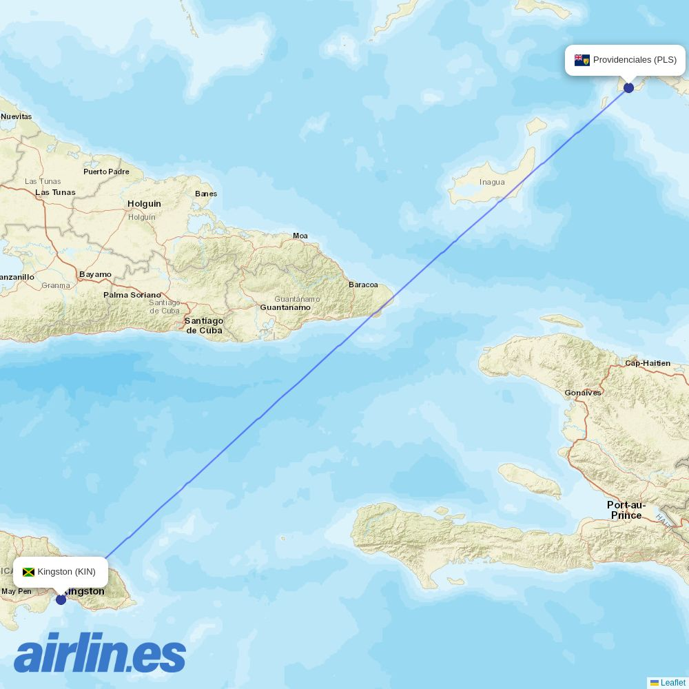 Caicos Express Airways at KIN route map