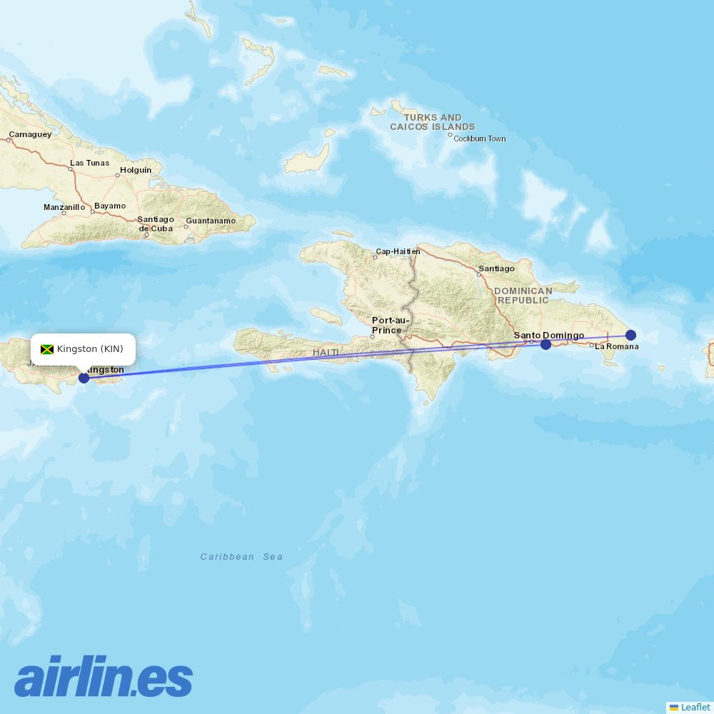 Arajet from Norman Manley International Airport destination map