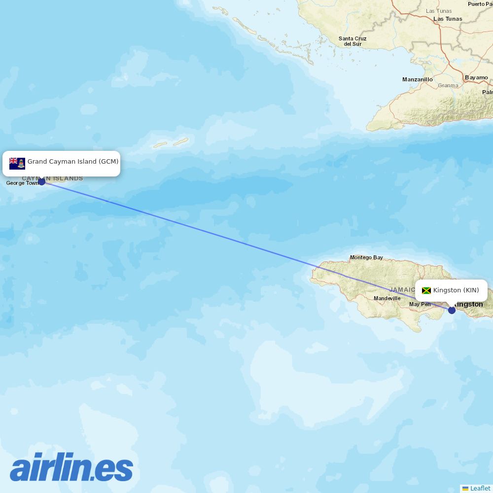 Cayman Airways at KIN route map