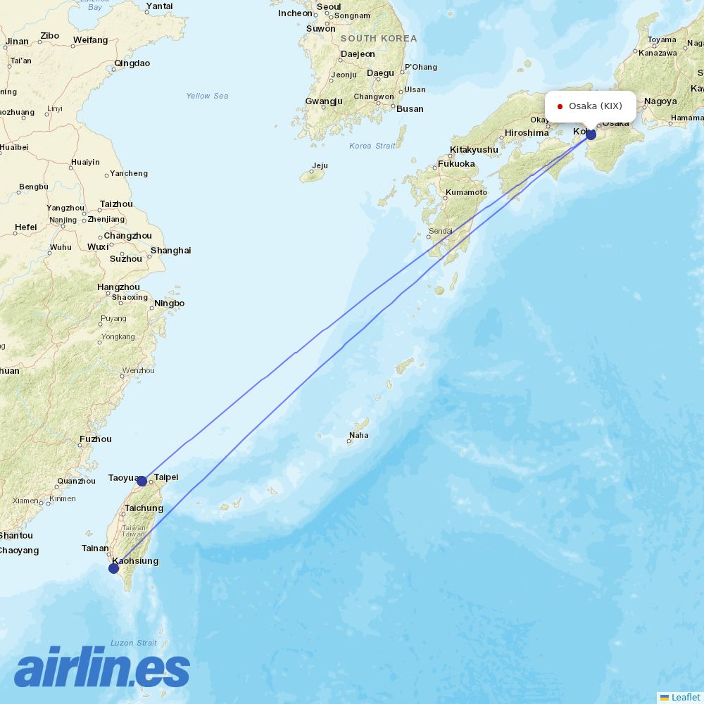 China Airlines at KIX route map