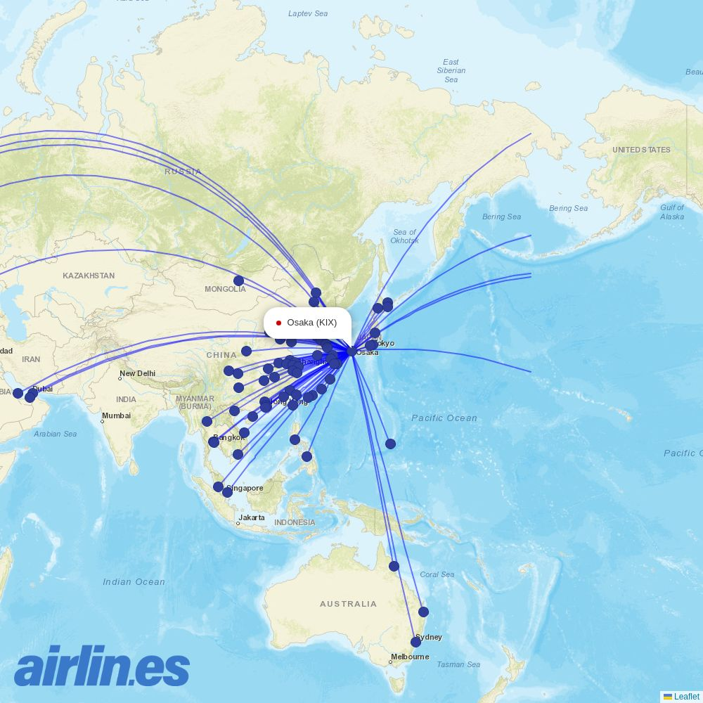 Greater Bay Airlines at KIX route map