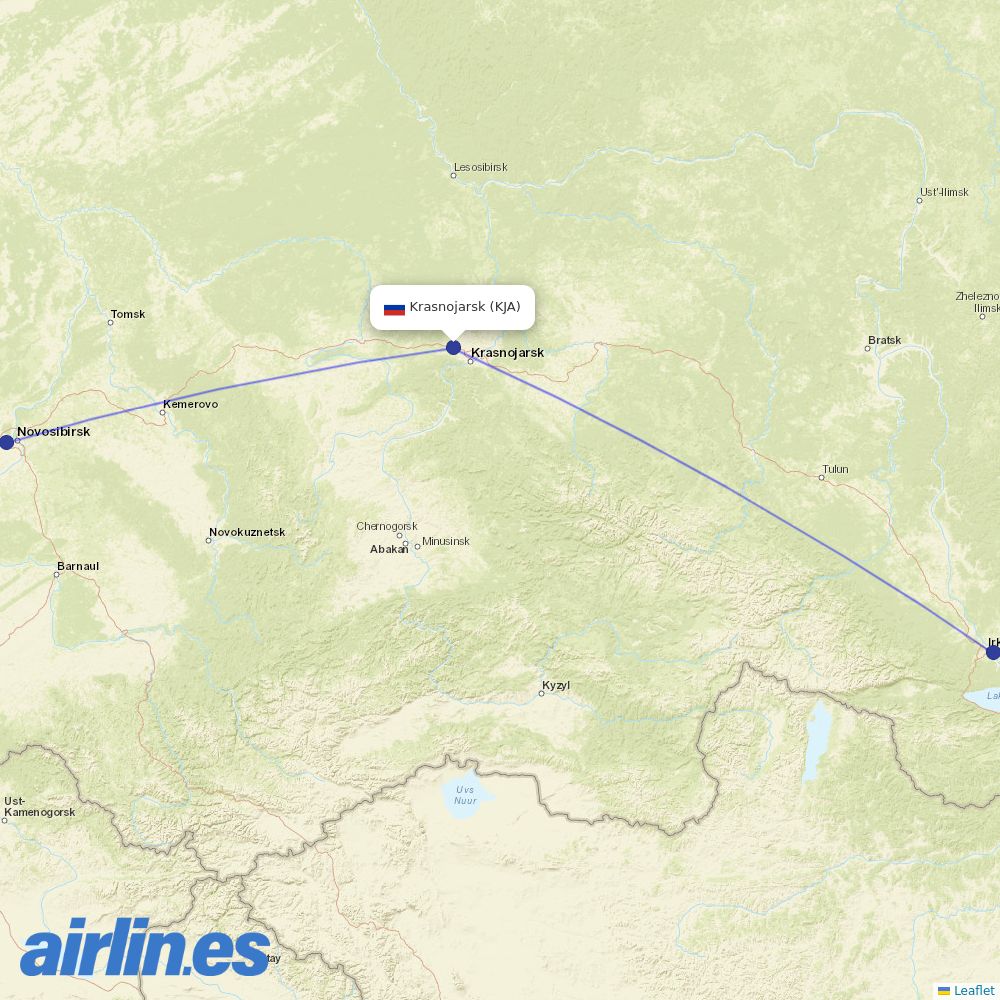 S7 Airlines at KJA route map