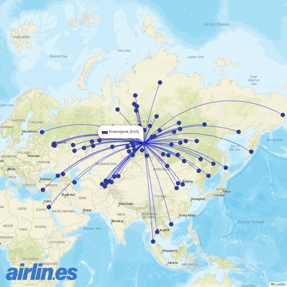 Avia Traffic Company at KJA route map