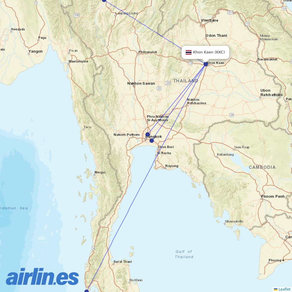 Thai AirAsia at KKC route map