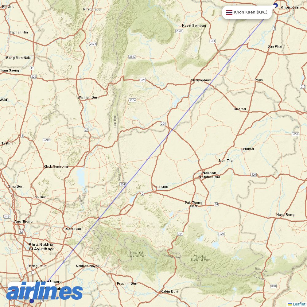 Thai Lion Air at KKC route map