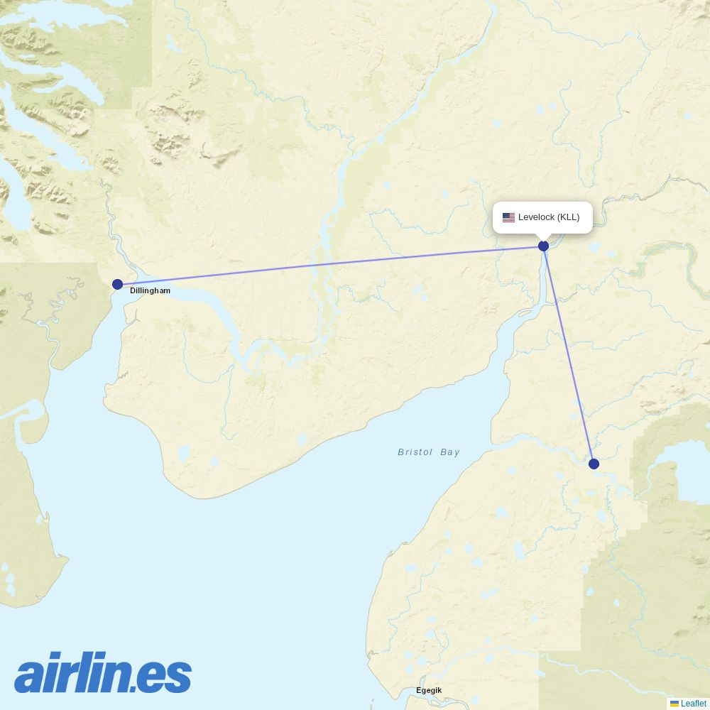 Sky Gabon from Levelock Airport destination map