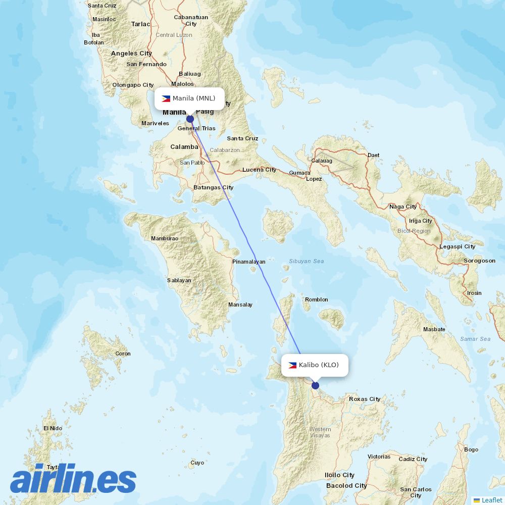 Cebu Pacific Air from Kalibo destination map