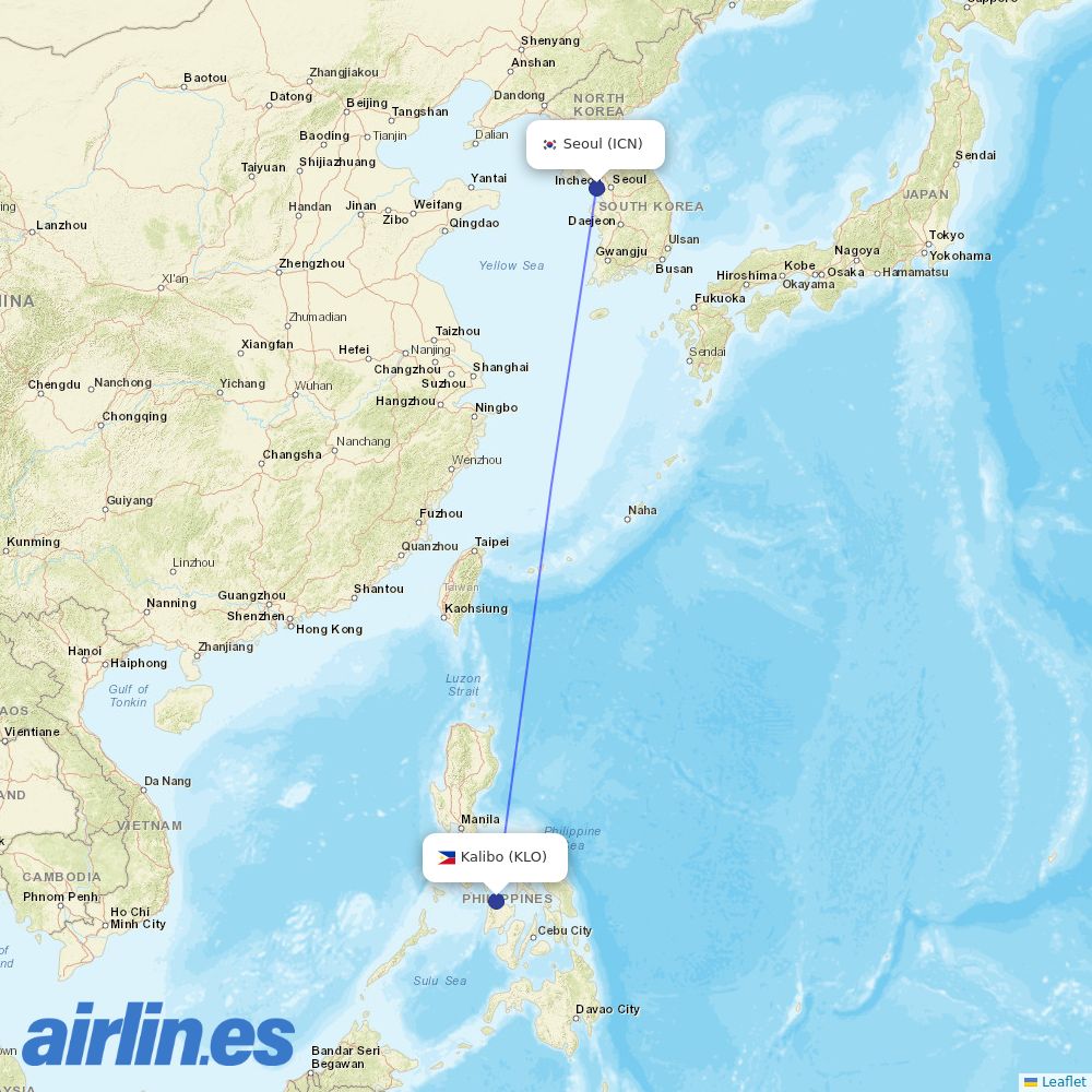 T´Way Air from Kalibo destination map