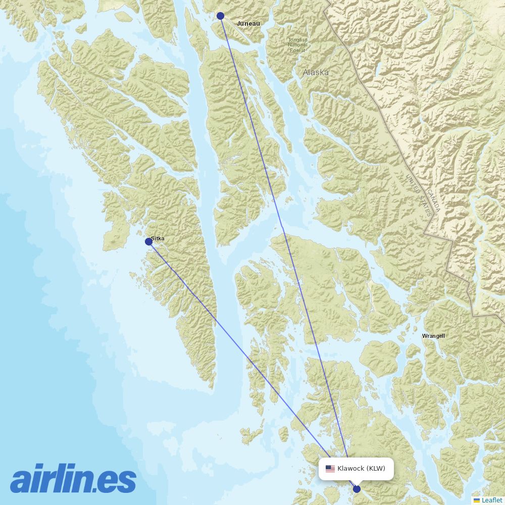 Alaska Seaplanes from Klawock Airport destination map