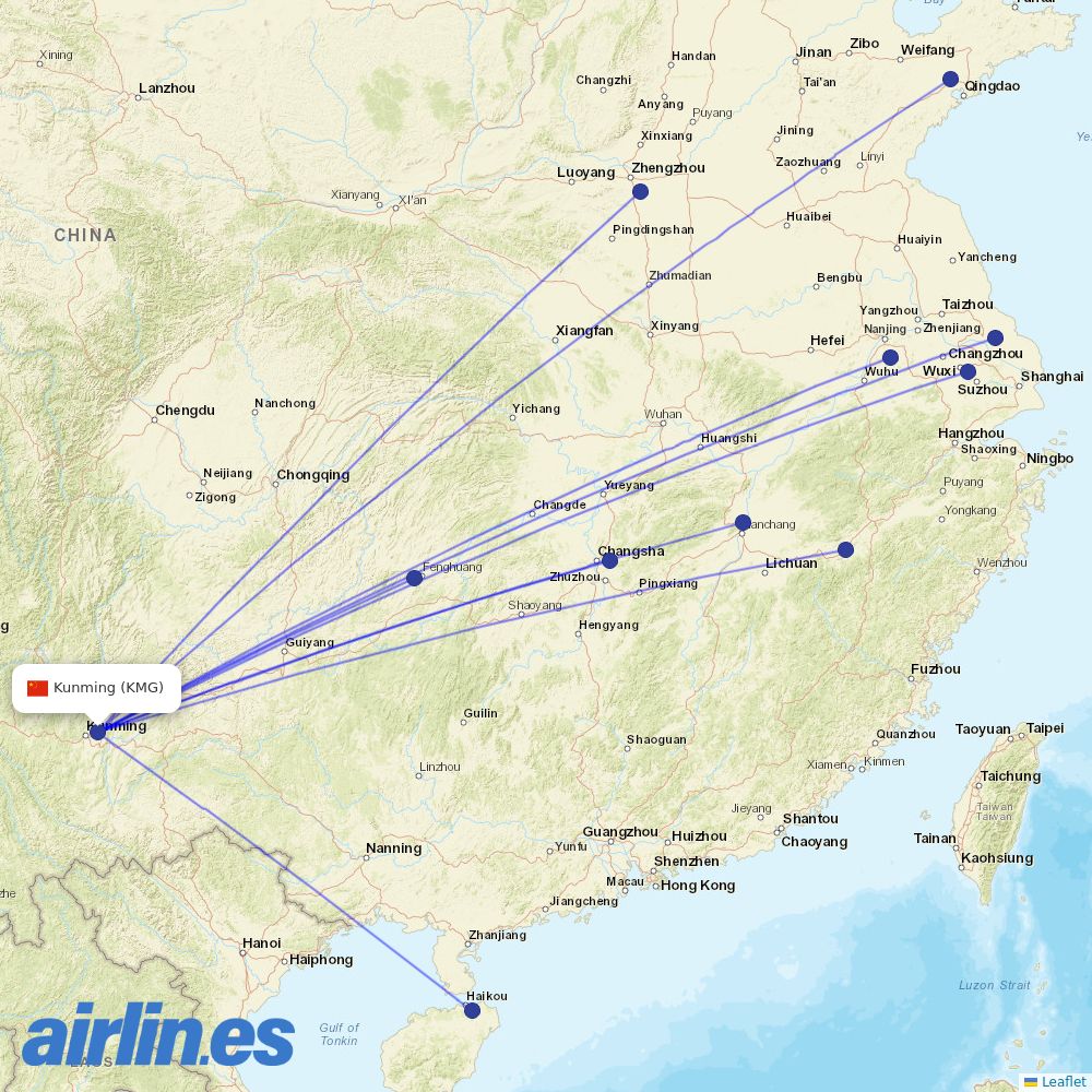 Air Travel at KMG route map