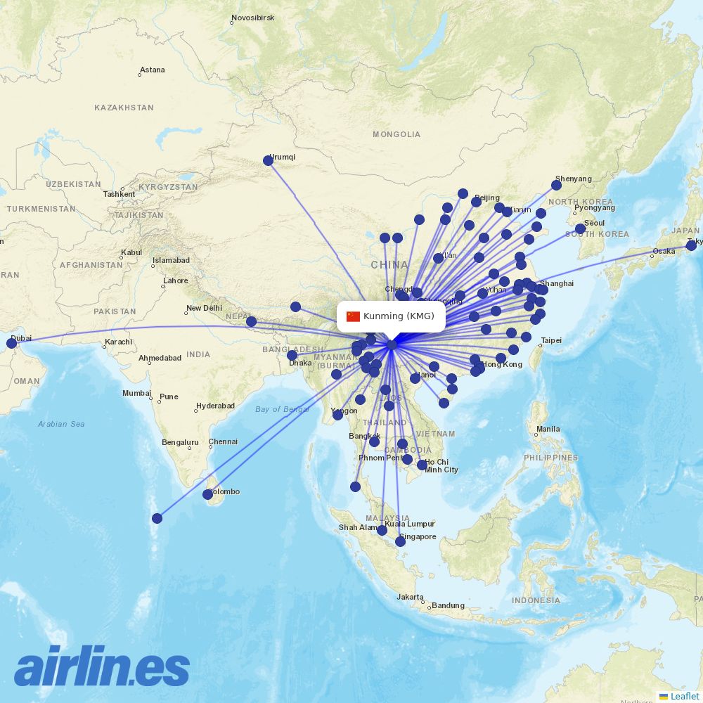 China Eastern at KMG route map