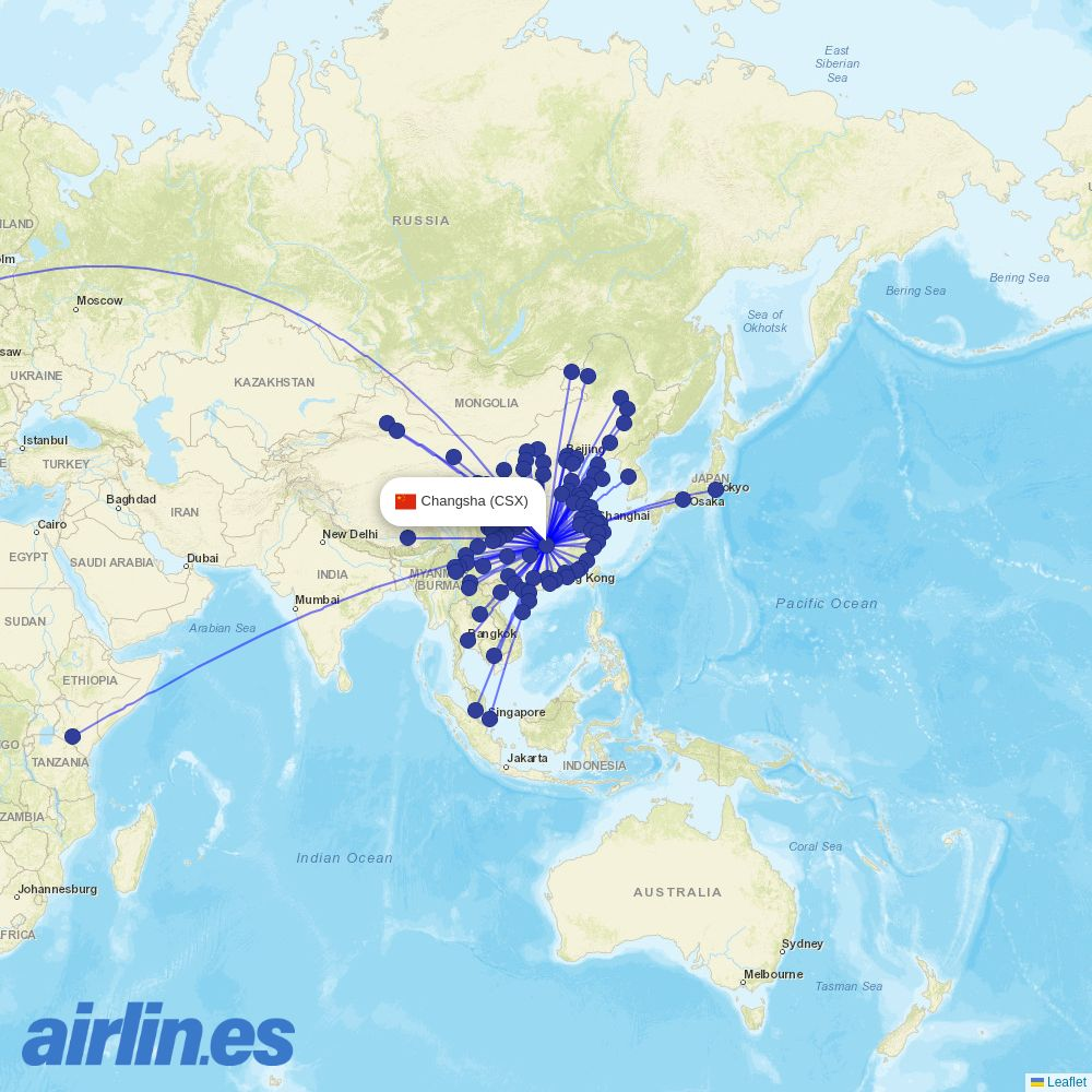 Lao Airlines from Kunming Changshui International Airport destination map
